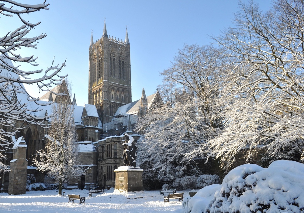 A light dusting of snow on Lincoln Cathedral